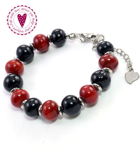 Bracelet ajustable  • perles SRA • rouge noir